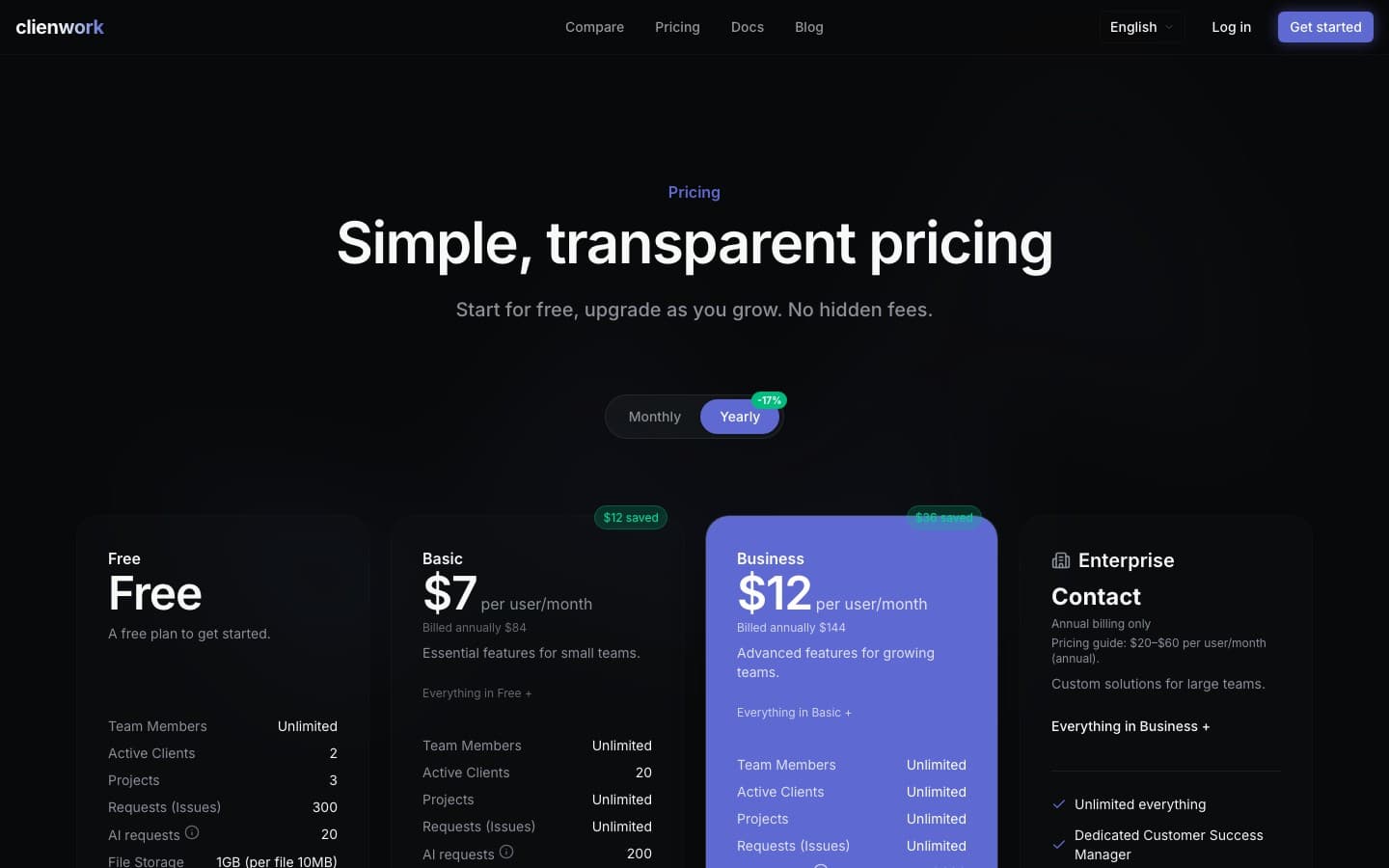 Clienwork 웹 서비스 구축 스크린샷 1
